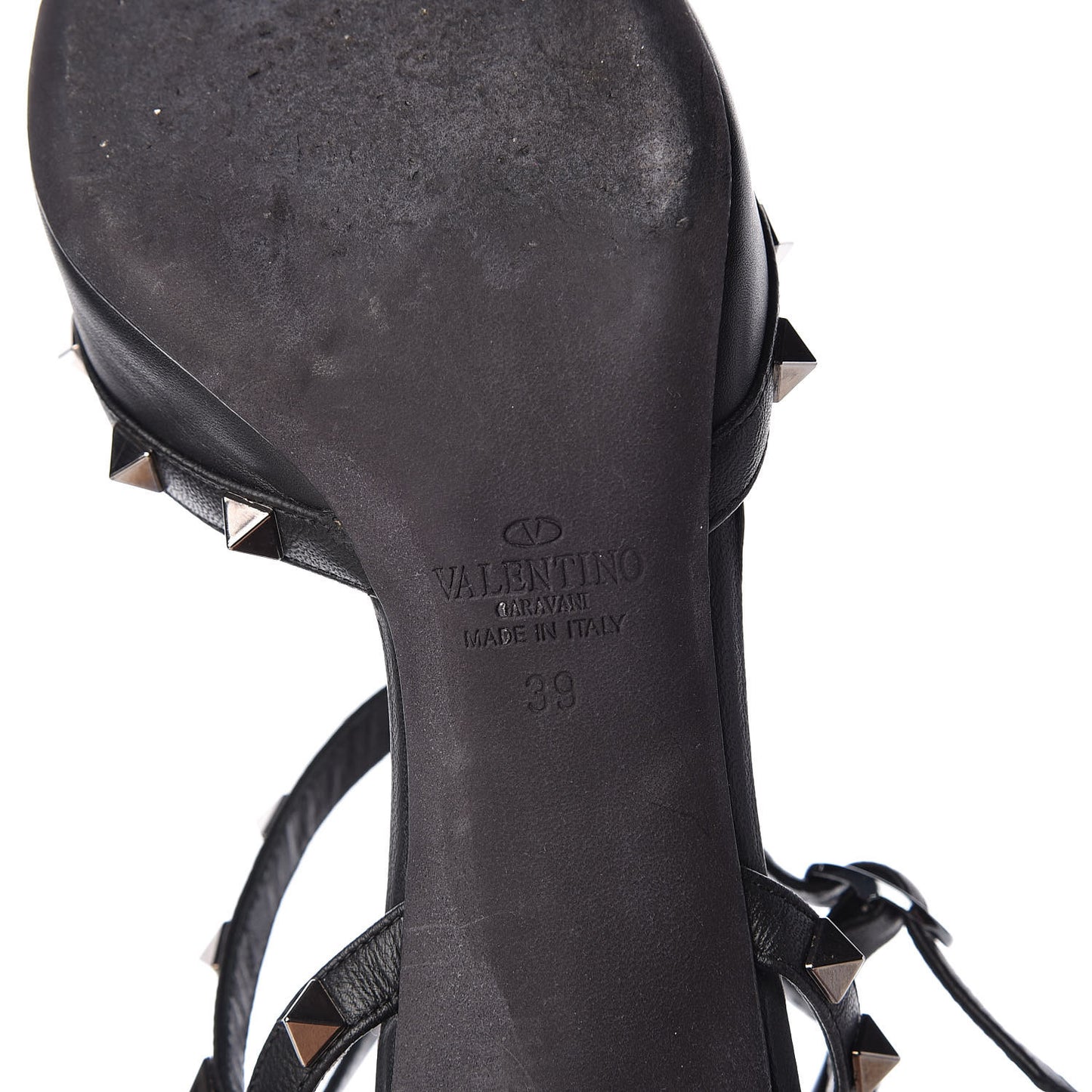 Nappa Rockstud Ankle Strap Low Heel Pumps 39 Black