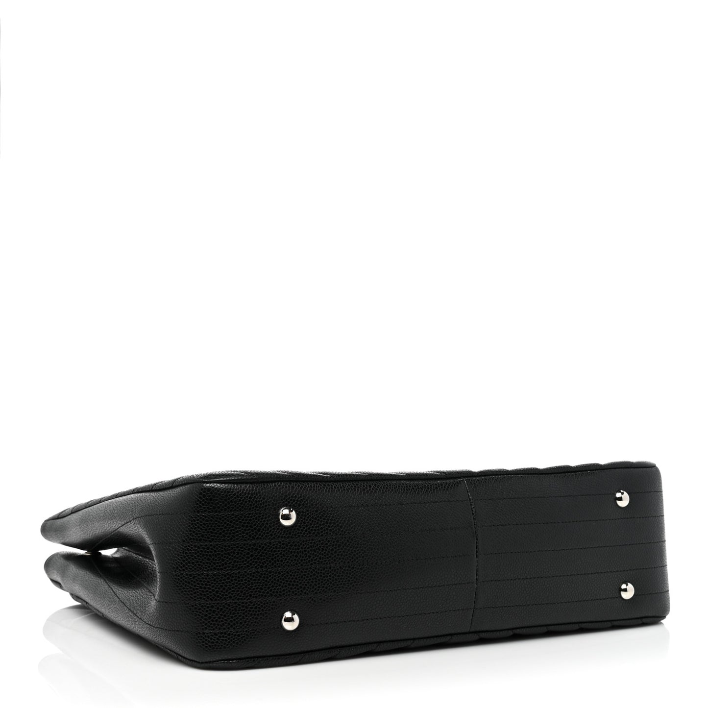 Caviar Chevron Quilted Large Shopping Tote Black