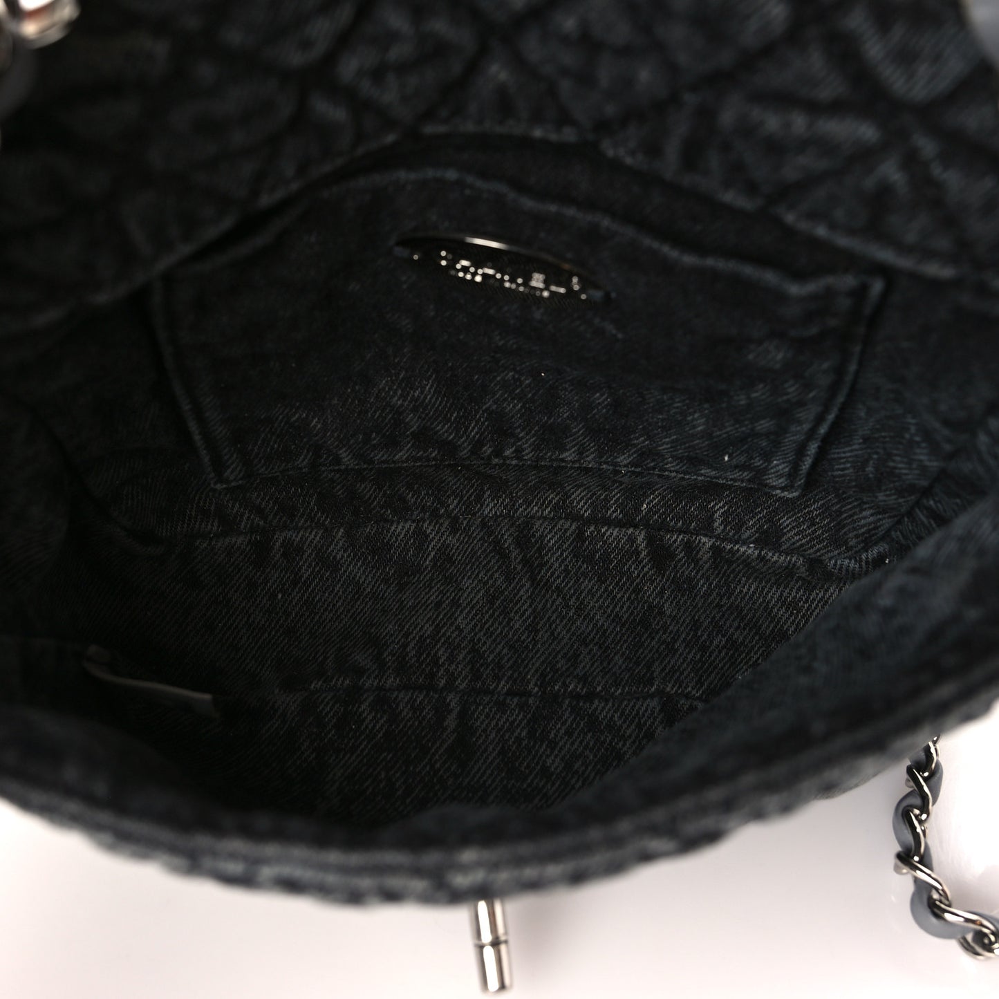 Washed Denim Quilted Small Denimpression Flap Grey Black