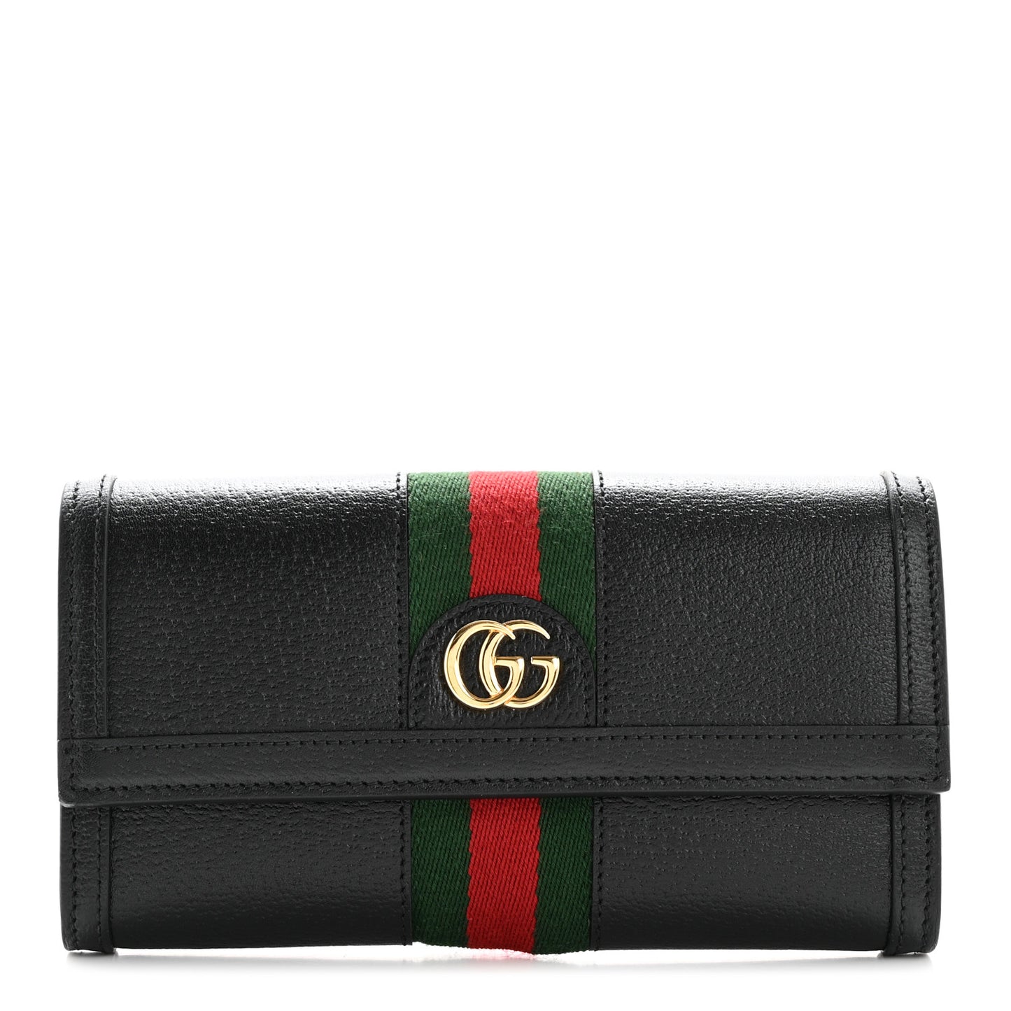 Calfskin Web Ophidia Continental Wallet Black