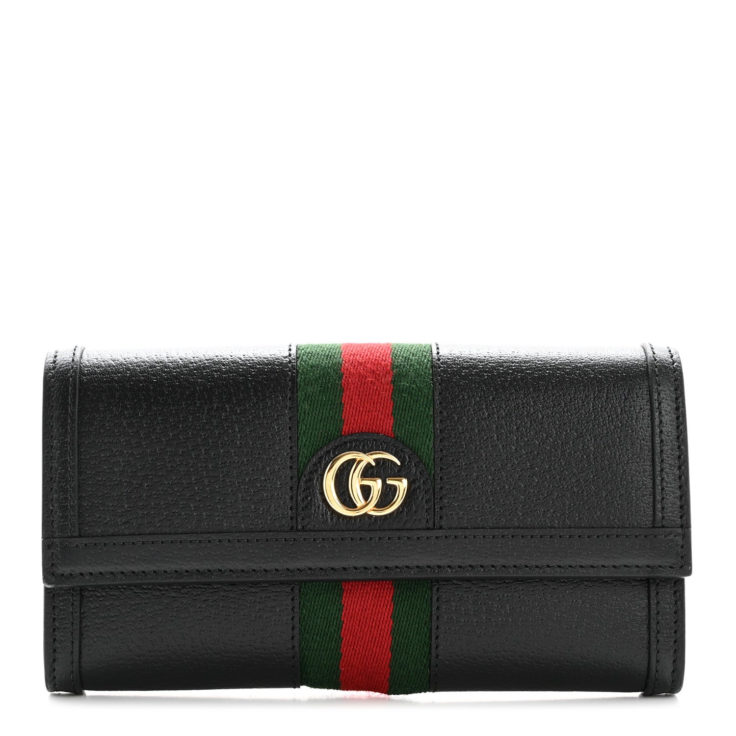 Gucci Calfskin Web Ophidia Continental Wallet Black 1 of 9