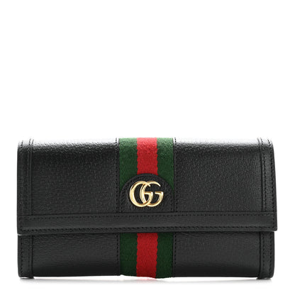 Gucci Calfskin Web Ophidia Continental Wallet Black 1 of 9
