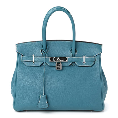Hermes Taurillon Clemence Birkin 30 Blue Jean 1 of 10