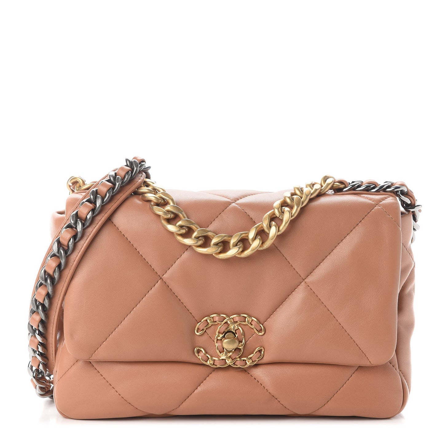 Lambskin Quilted Medium Chanel 19 Flap Brown