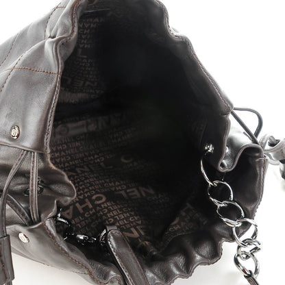 Chanel Calfskin Square Stitch Drawstring Shoulder Bag Brown 5 of 7