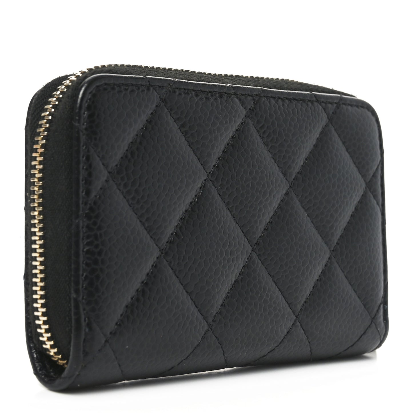 Caviar Quilted Zip Coin Purse Black