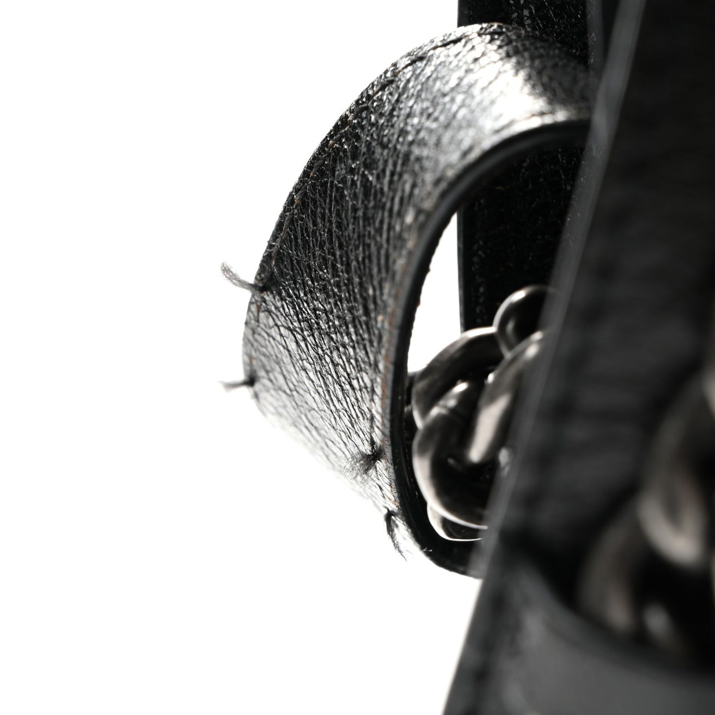 Shiny Goatskin Quilted Small Double Chained Messenger Flap Black