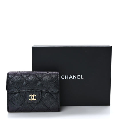 Chanel Iridescent Caviar Quilted Flap Card Holder Wallet Black 3 of 8