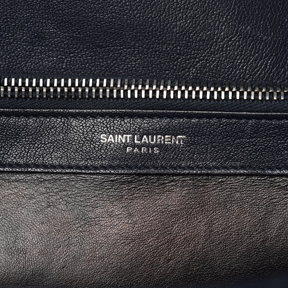 Saint Laurent Sheepskin Matelasse Chevron Monogram Large College Satchel Navy Blue 7 of 16