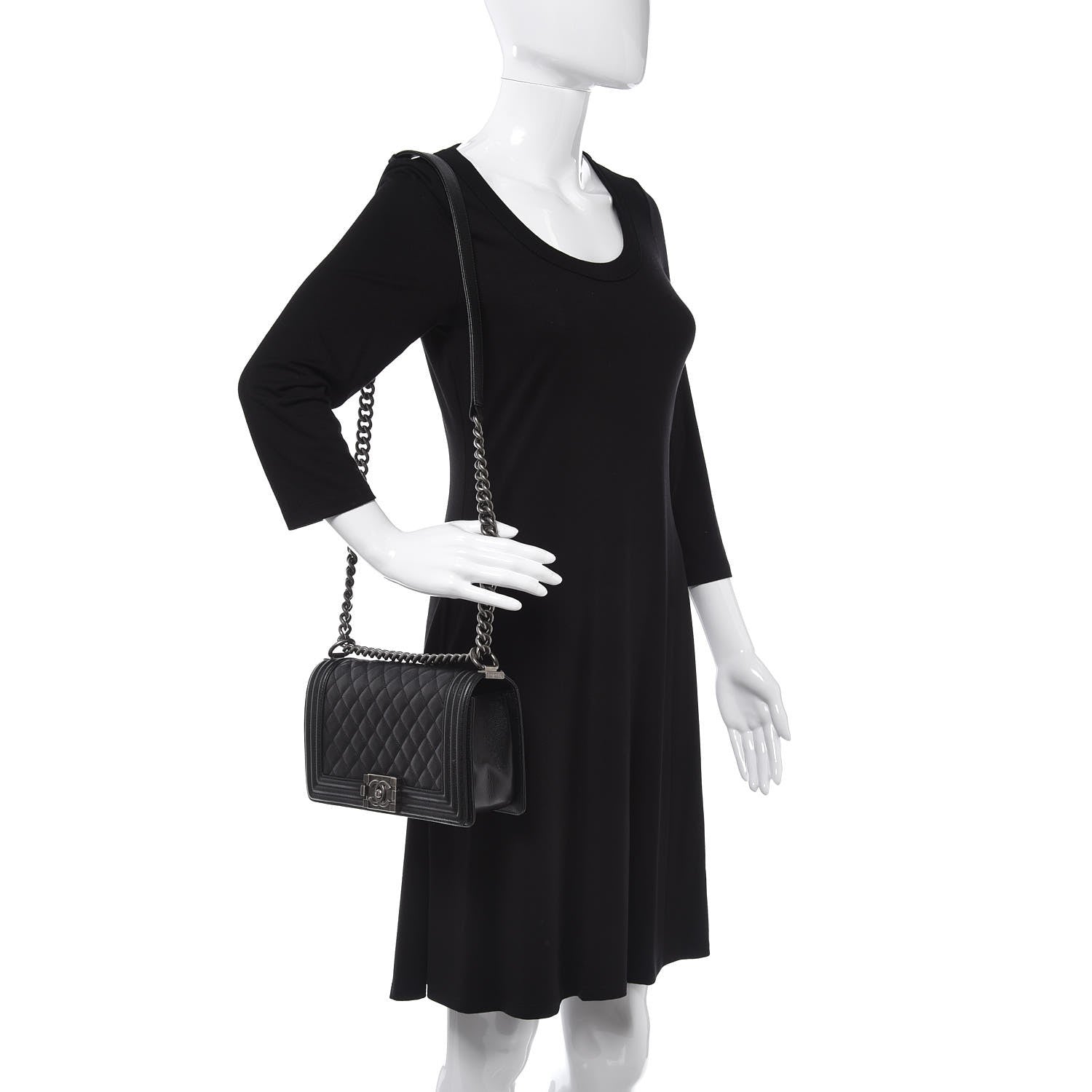 Chanel Caviar Quilted Medium Boy Flap Black 2 of 7