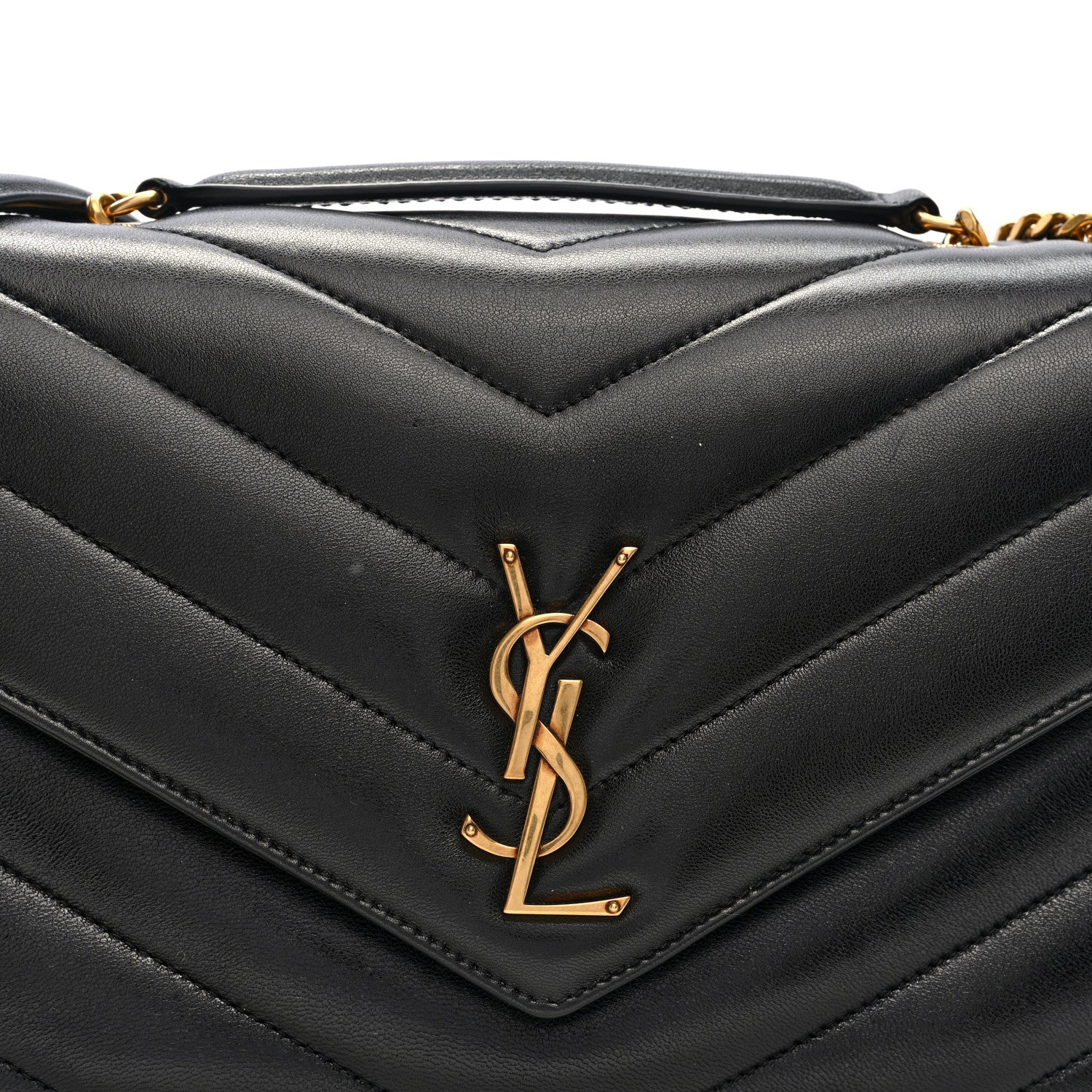 Saint Laurent Lambskin Chevron Quilted Medium Loulou Black 8 of 10