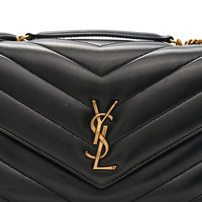 Saint Laurent Lambskin Chevron Quilted Medium Loulou Black 8 of 10