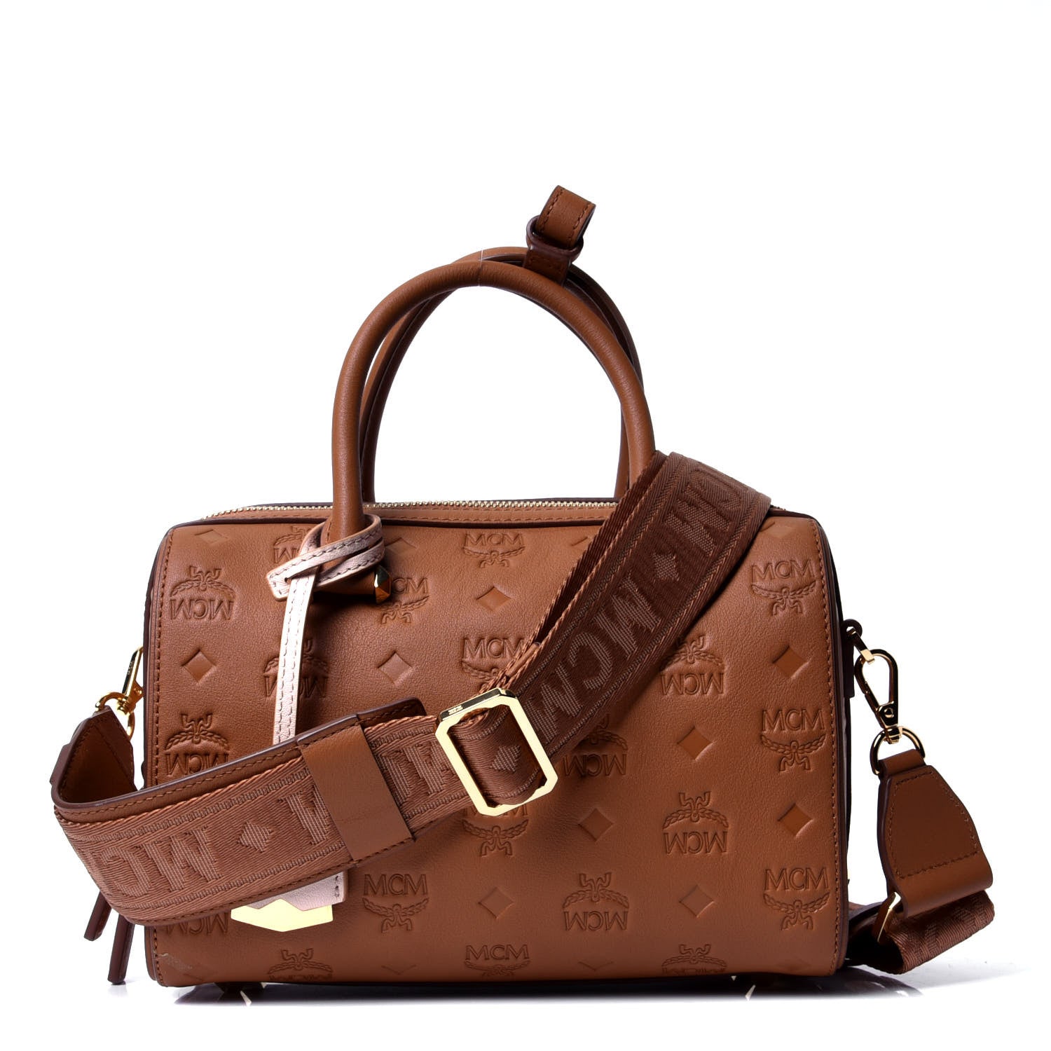 MCM Calfskin Ottomar Monogram Essential Boston Bag Cognac 1 of 4