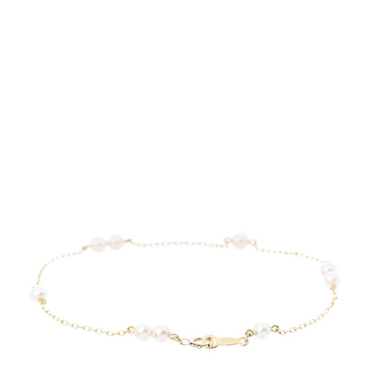 Mikimoto 18K Yellow Gold Akoya Pearl 3.5-4mm Station Bracelet 3 of 4