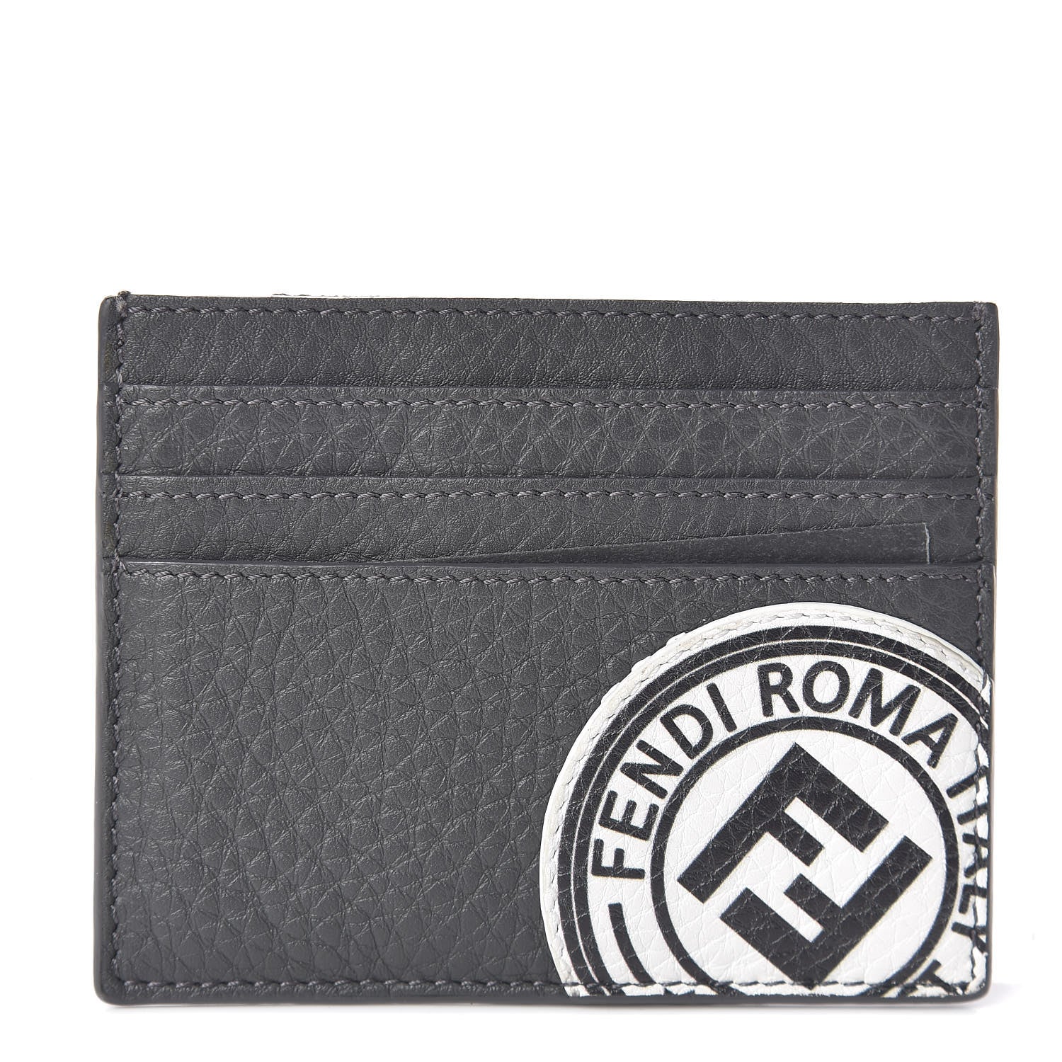 Fendi Cuoio Romano Stamp Patch Card Holder Asfalto 1 of 8