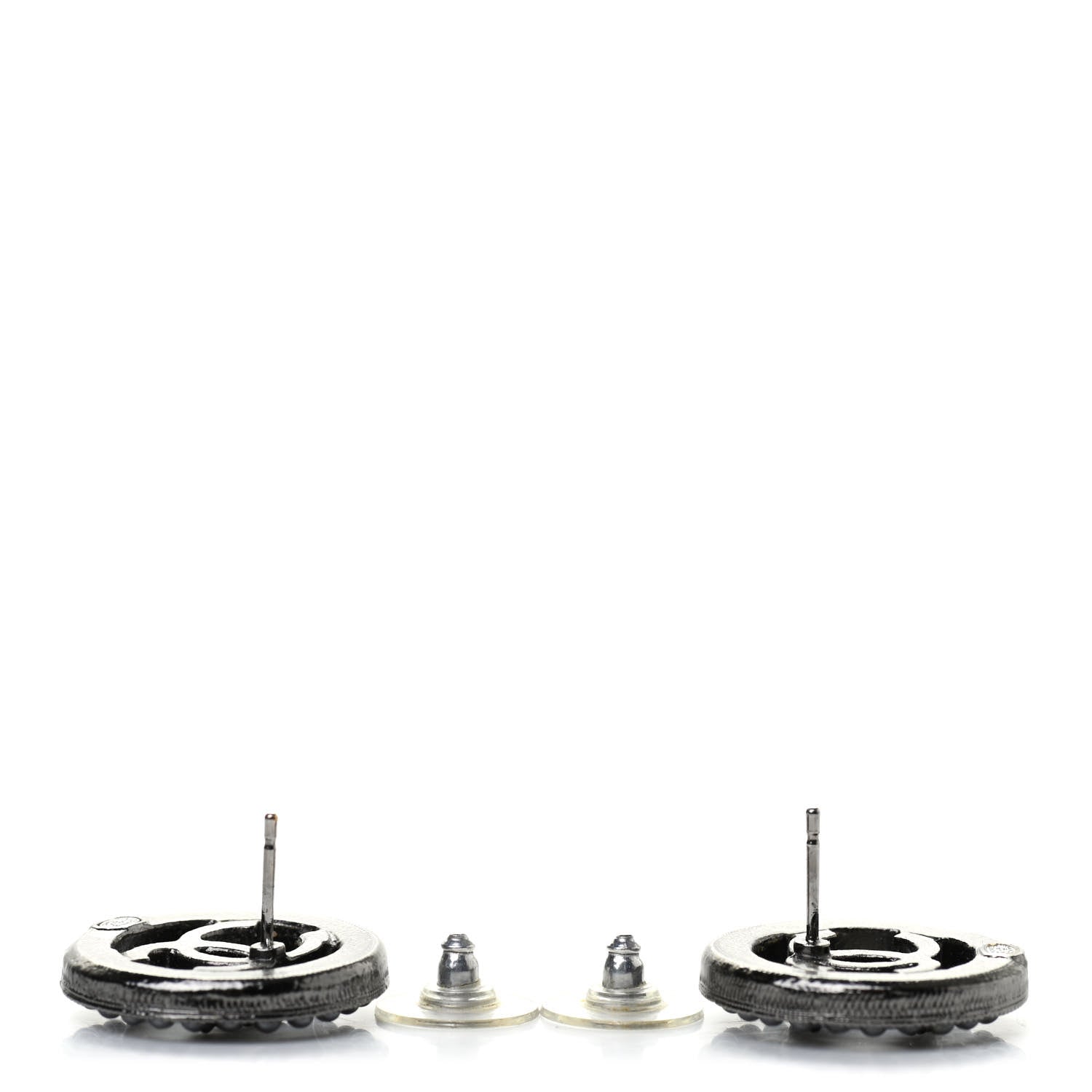 Chanel Ruthenium Pearl CC Round Earrings Dark Grey 3 of 4