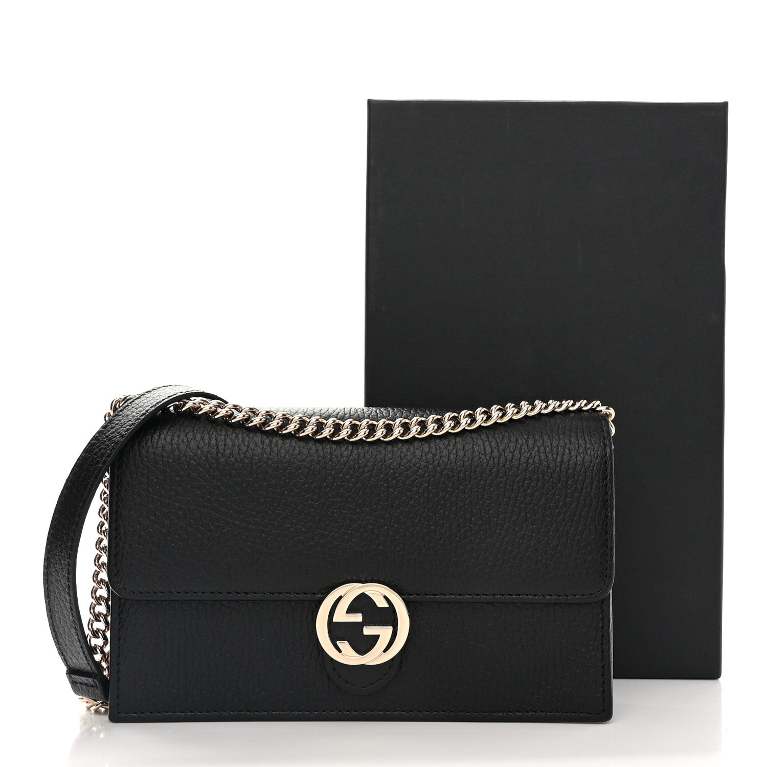 Gucci Dollar Calfskin Interlocking G Chain Wallet Black 11 of 11