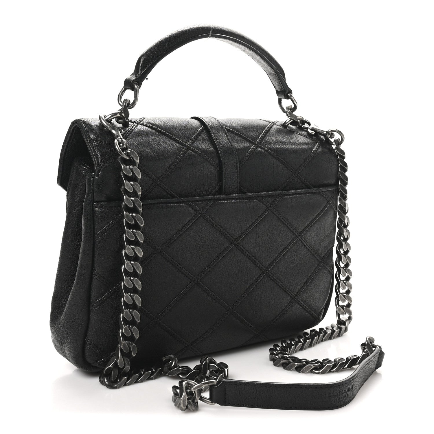 Saint Laurent Calfskin Matelasse Diamond Quilted Monogram Medium College Bag Black 3 of 11