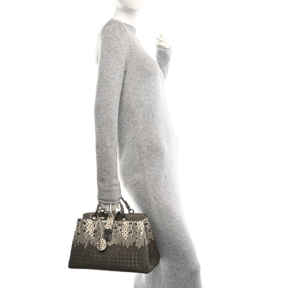 Bottega Veneta Nappa Intrecciato Snakeskin Small Flow Wave Tote Taupe Multicolor 3 of 11