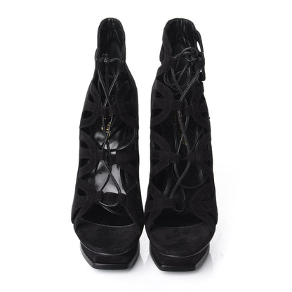 Saint Laurent Kid Scamosciato Tribute 105 Platform Sandals 37.5 Black 5 of 10