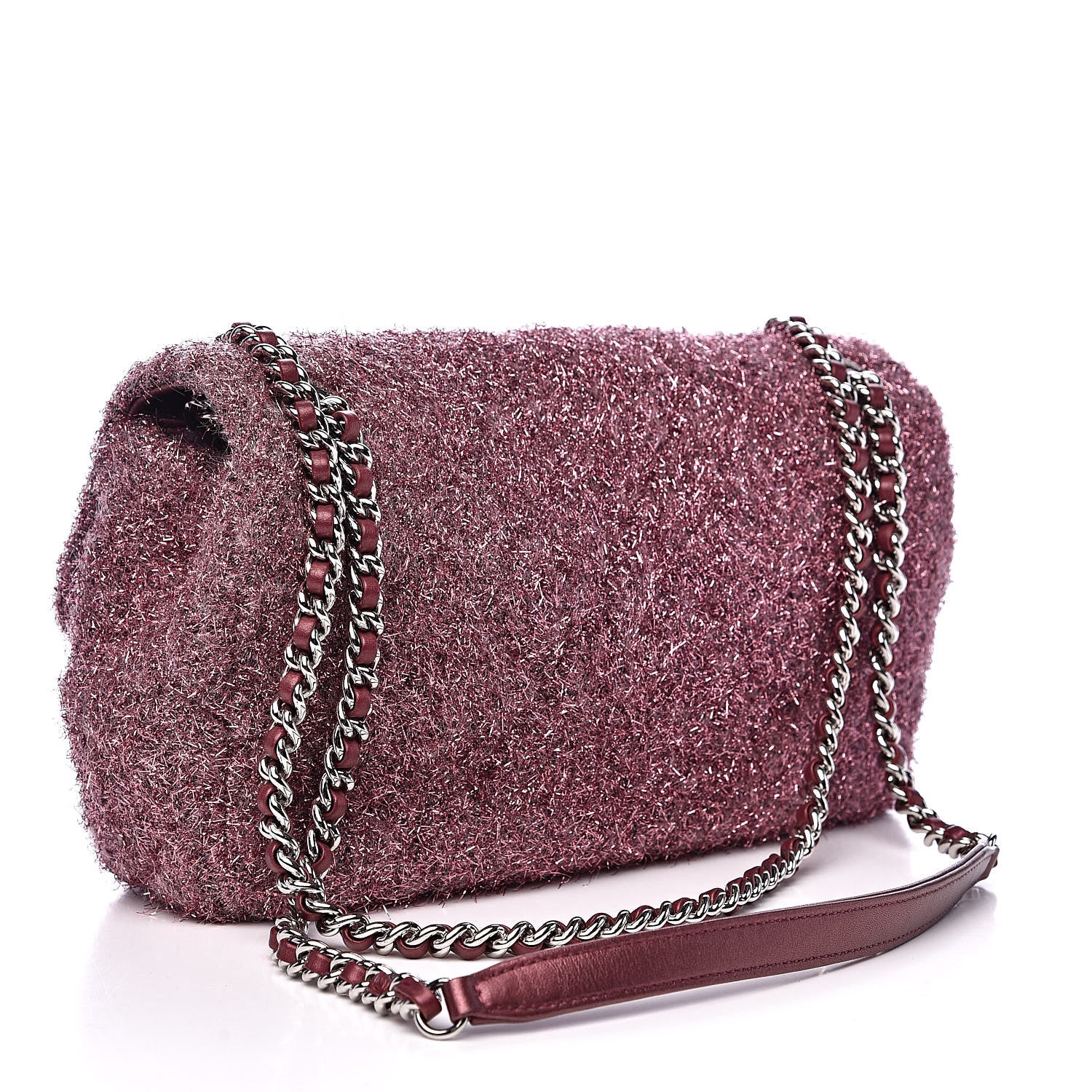 Chanel Lurex Knit Medium Pluto Glitter Flap Pink 3 of 11