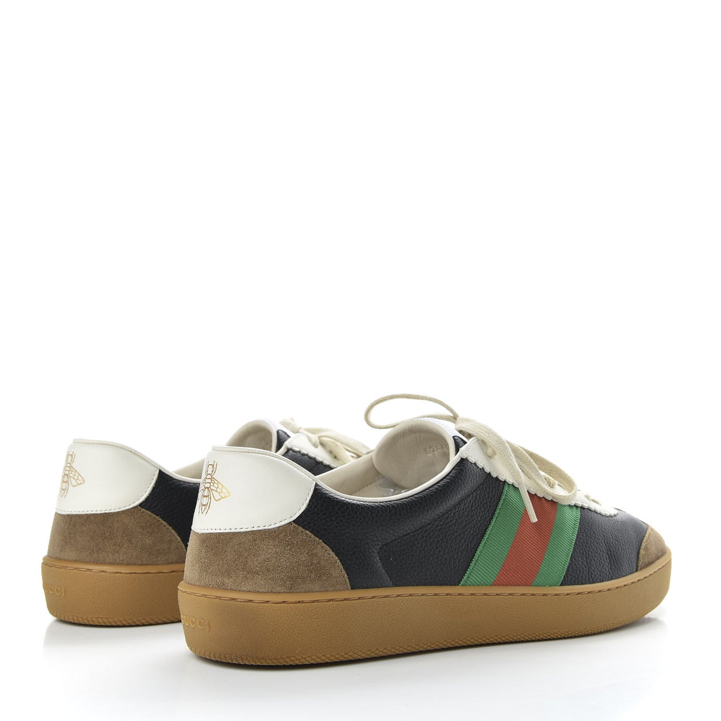 Calfskin Suede Web Mens G74 Sneakers 11 Ardesia Black New Mystic White