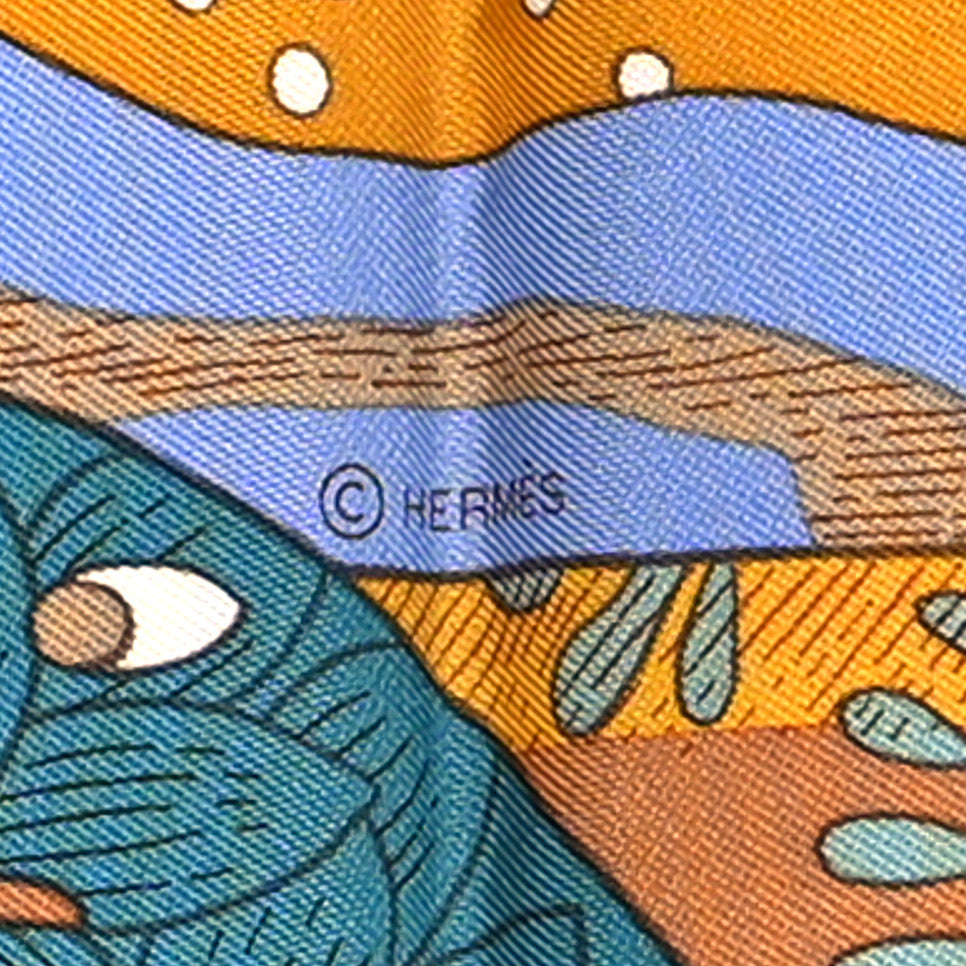 Hermes Silk Le Premier Chant Scarf 90 Caramel White Vert 2 of 4