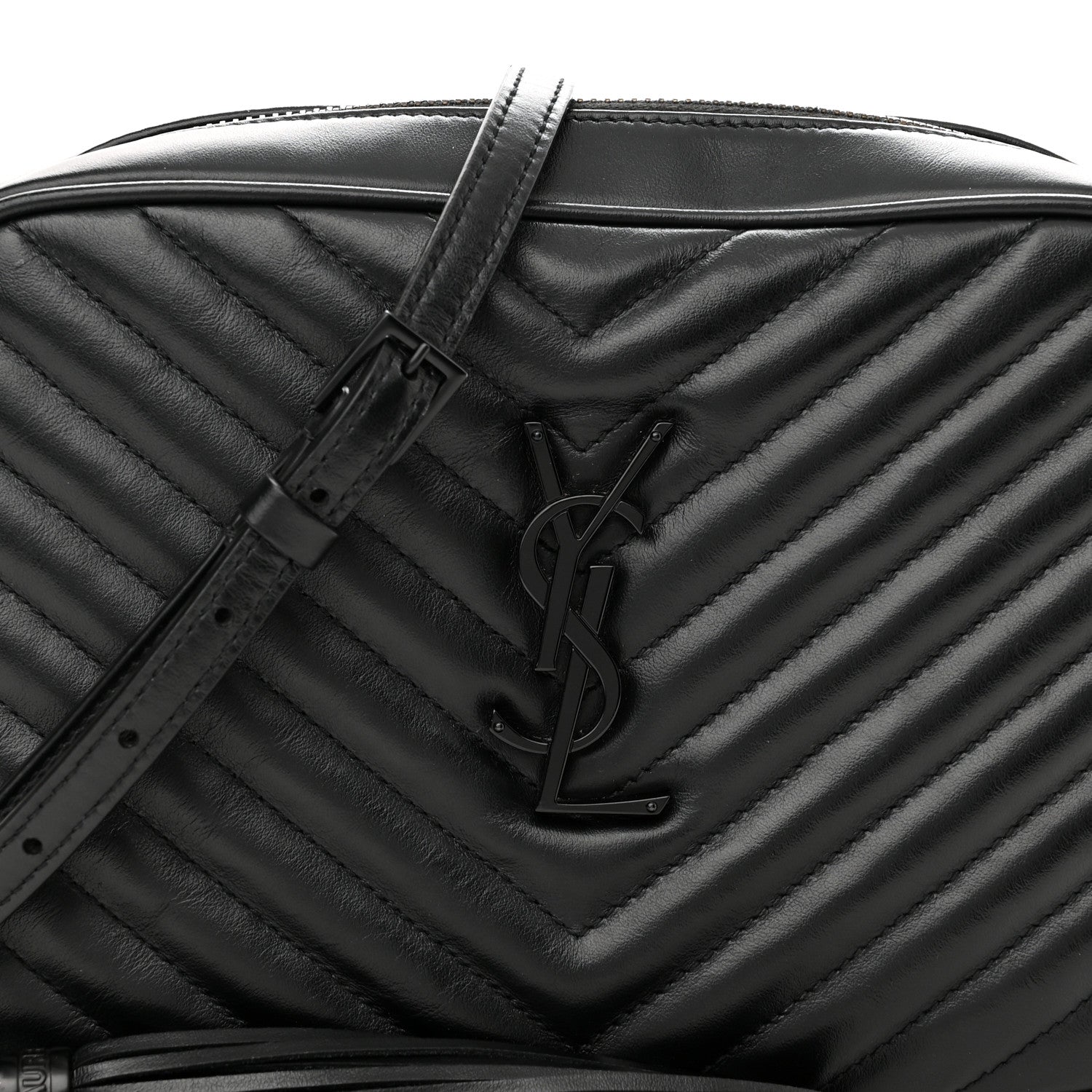 Saint Laurent Calfskin Matelasse Monogram Monochrome Lou Camera Bag Black 8 of 11