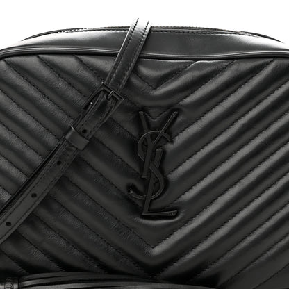 Saint Laurent Calfskin Matelasse Monogram Monochrome Lou Camera Bag Black 8 of 11