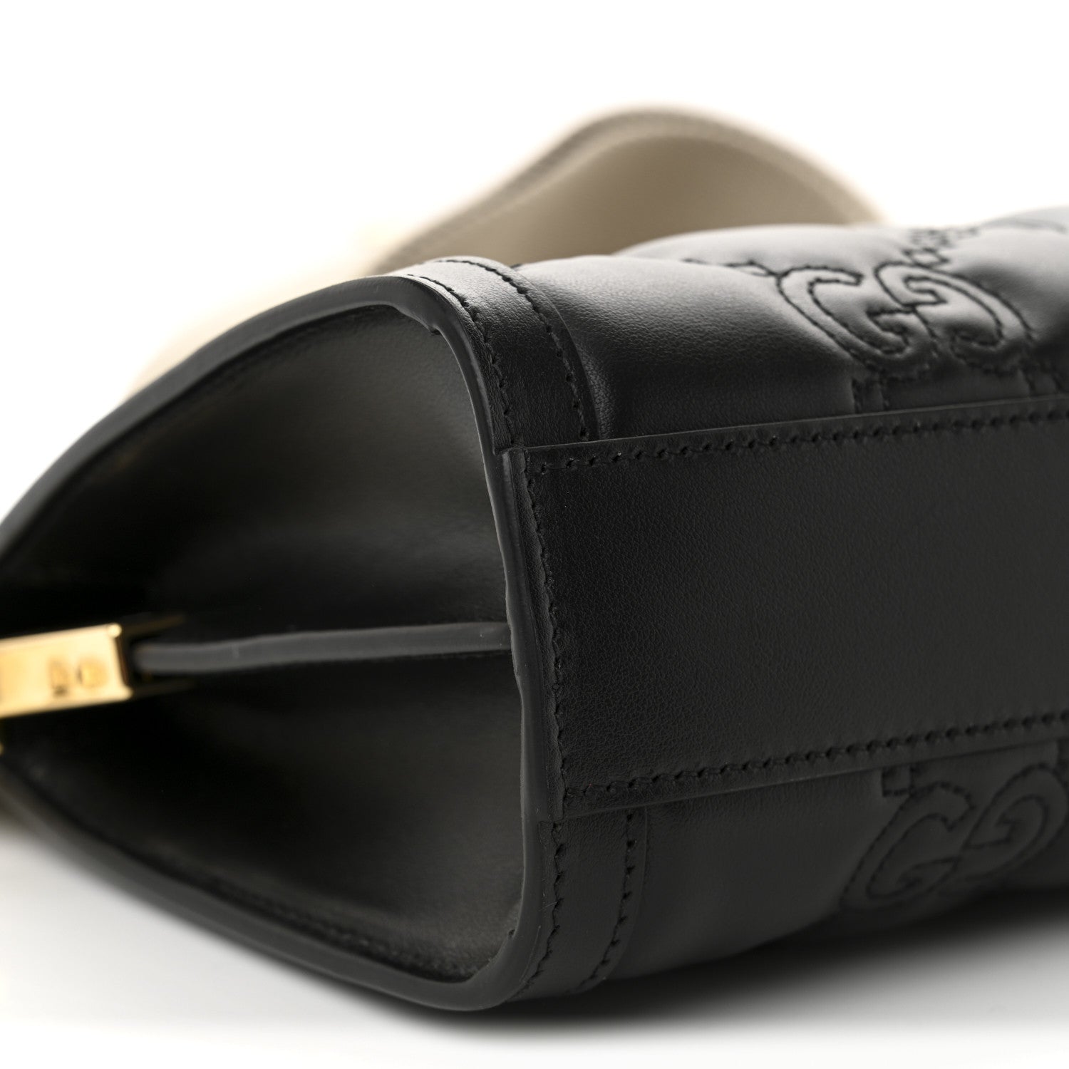 Gucci Calfskin GG Matelasse Small Slim Chain Shoulder Bag Black Natural 9 of 10