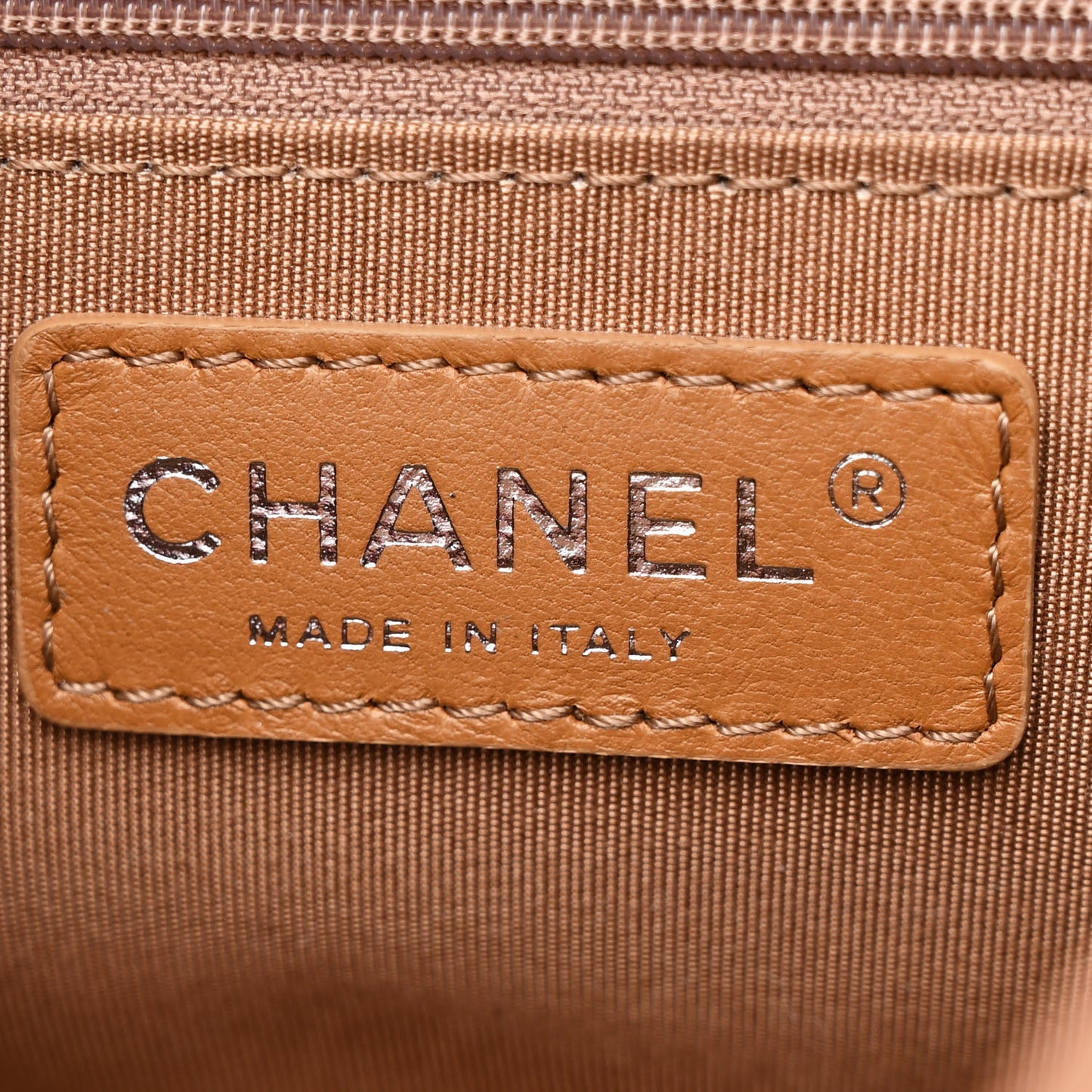 Aged Calfskin Quilted Medium Chain Detail Flap Light Brown