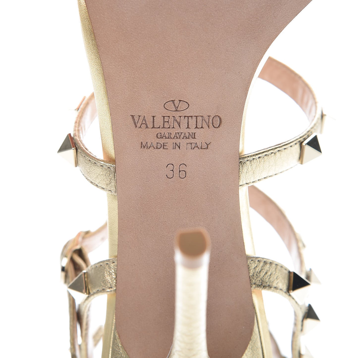 Metallic Pebbled Calfskin Rockstud Gladiator 105mm Sandals 36 Platino