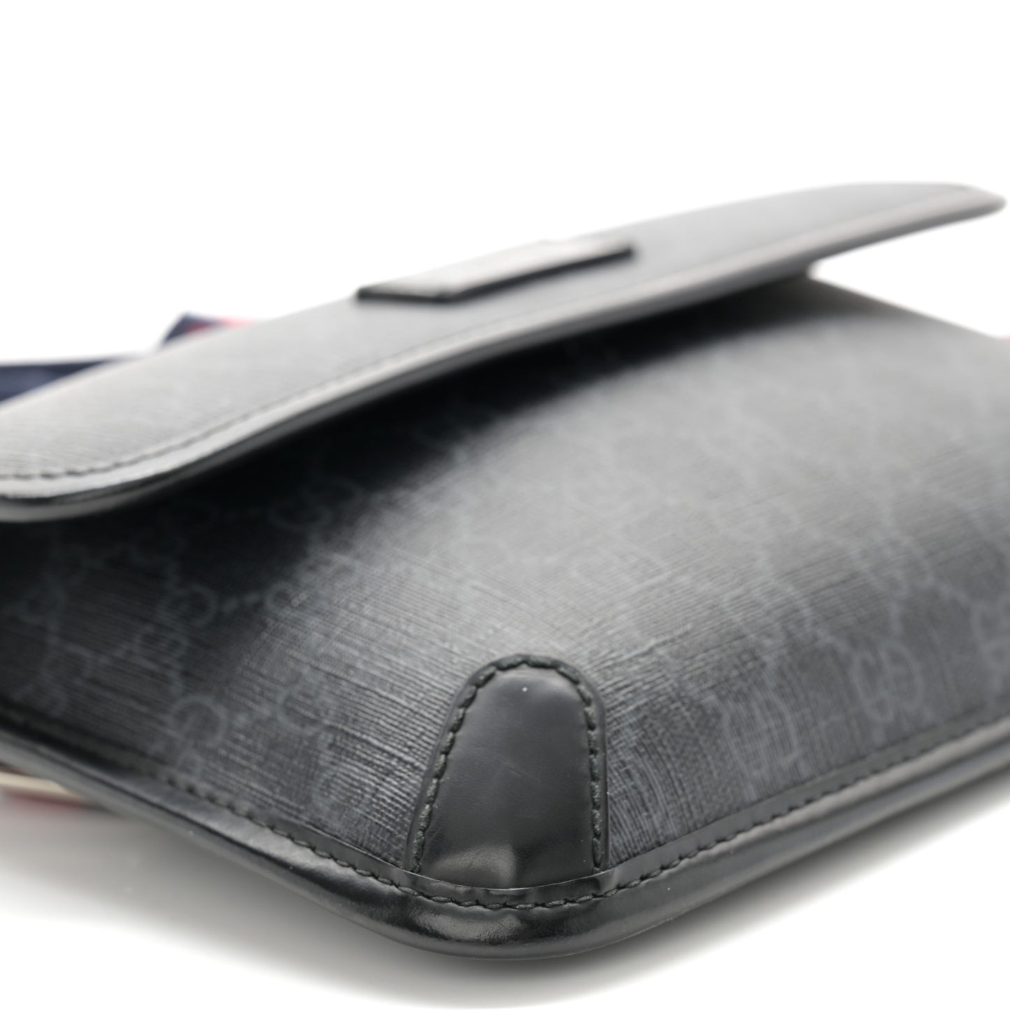 GG Supreme Monogram Web Slim Belt Bag Black Grey