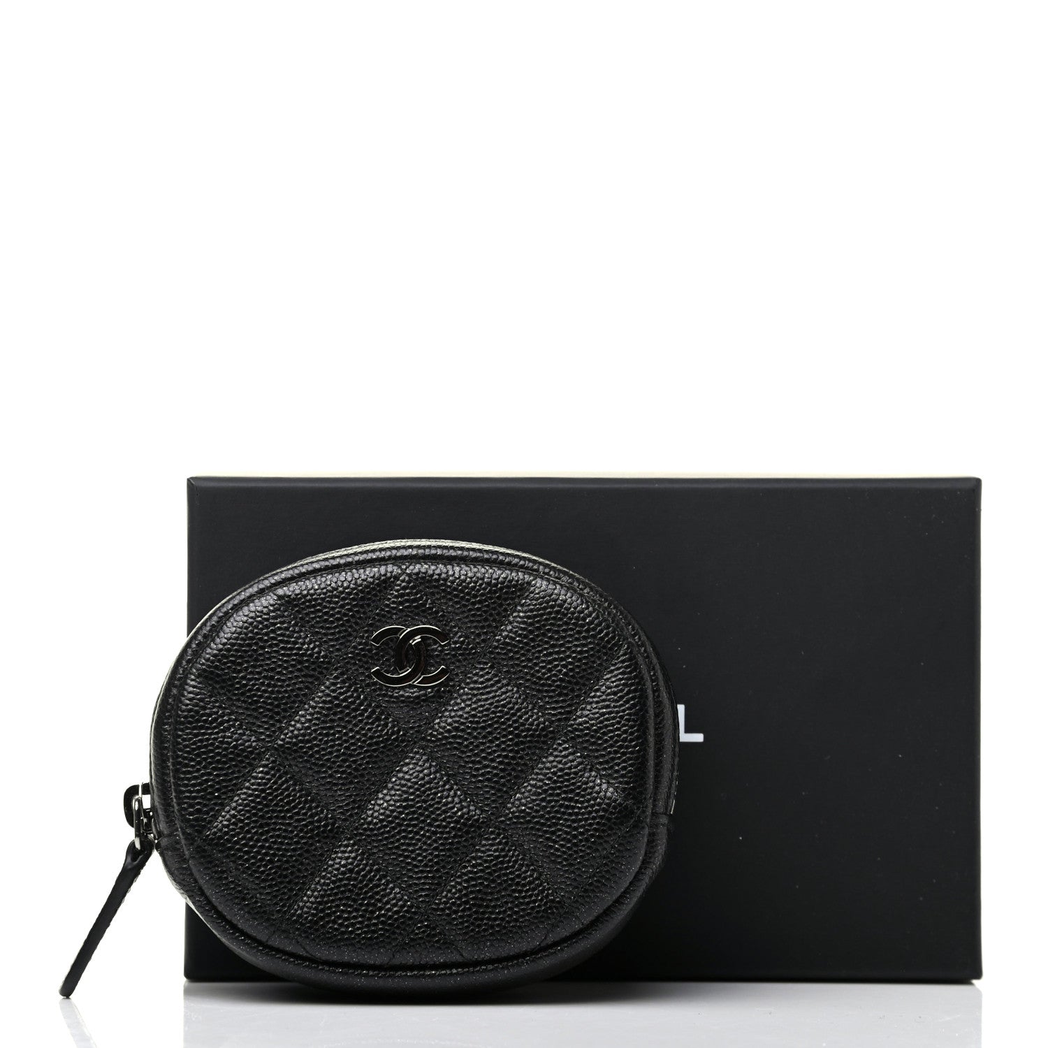 Chanel Iridescent Caviar Quilted Zip Around Classic Coin Purse Black 9 of 9