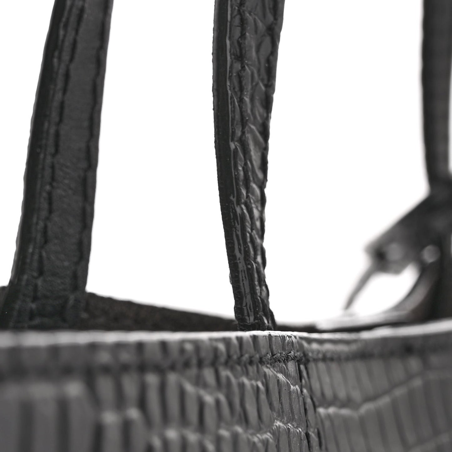 Calfskin Crocodile Embossed Nine2Five East West Tote Black