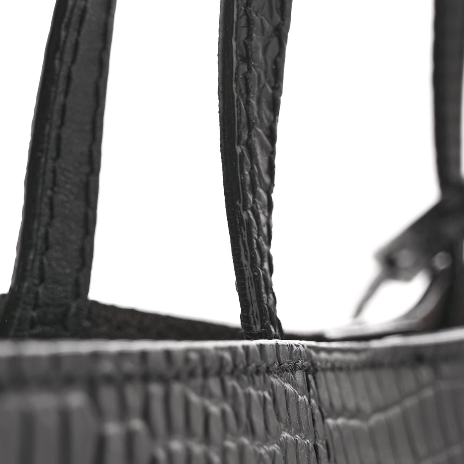 Jimmy Choo Calfskin Crocodile Embossed Nine2Five East West Tote Black 12 of 12