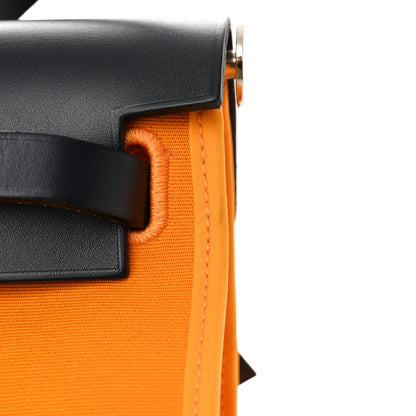 Hermes Vache Hunter Toile Herbag Zip 31 PM Jaune D'Or Bleu Izmir 15 of 15
