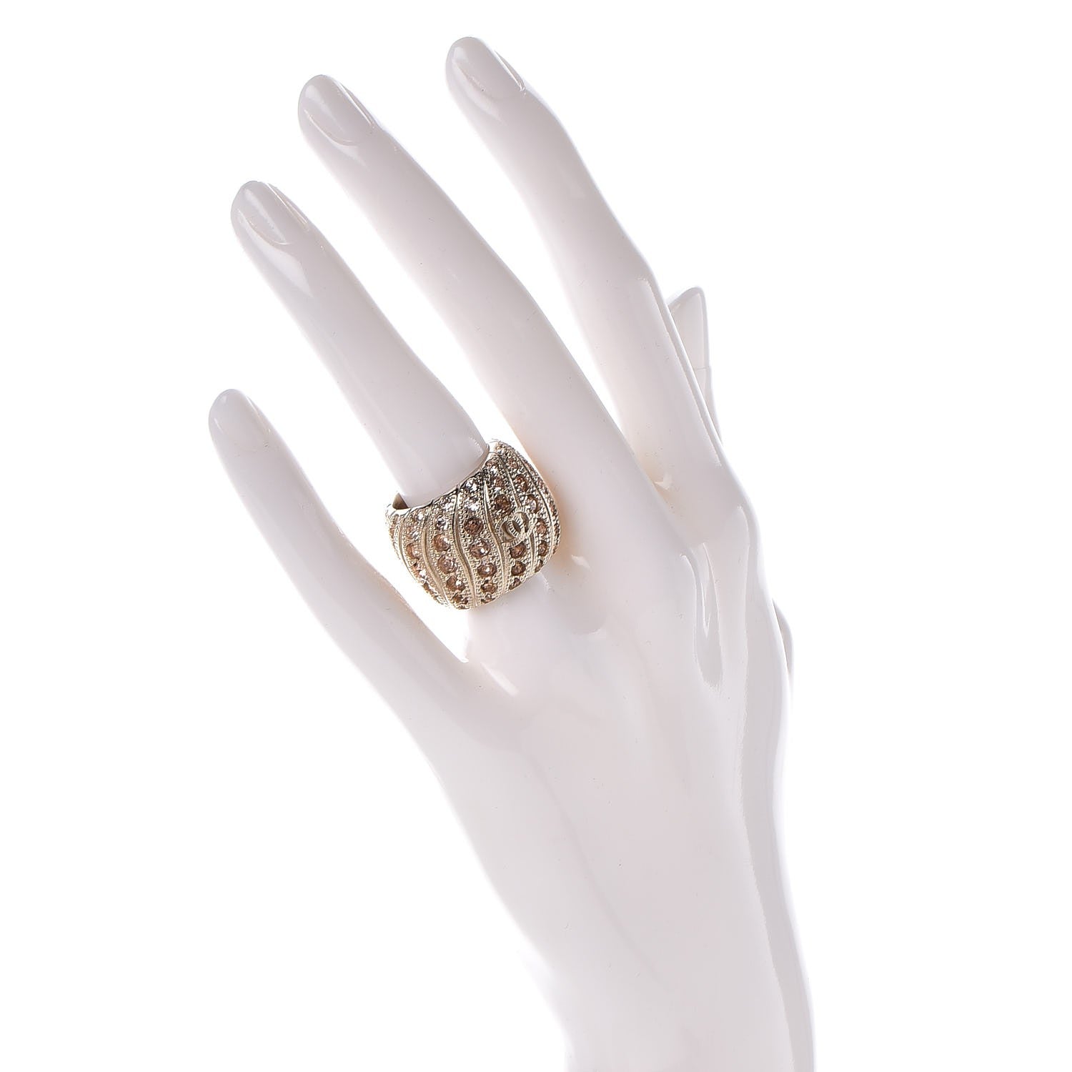 Chanel Crystal CC Ring 6.5 Gold 2 of 5