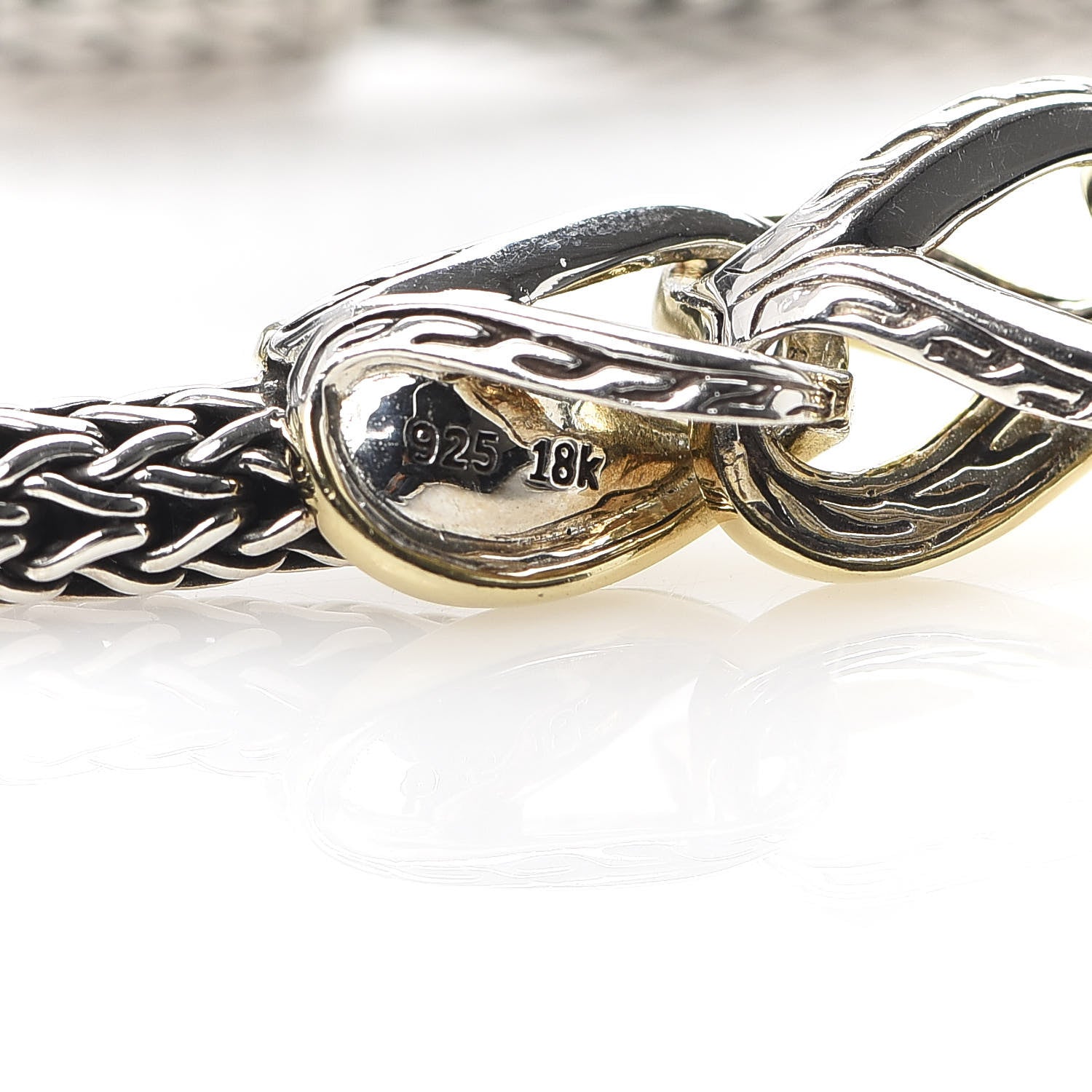 John Hardy Sterling Silver 18K Yellow Gold Reversible Asli Classic Chain Clasp Bracelet 5 of 6