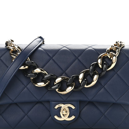 Chanel Lambskin Quilted Resin Bi-Color Chain Flap Bag Navy 8 of 11