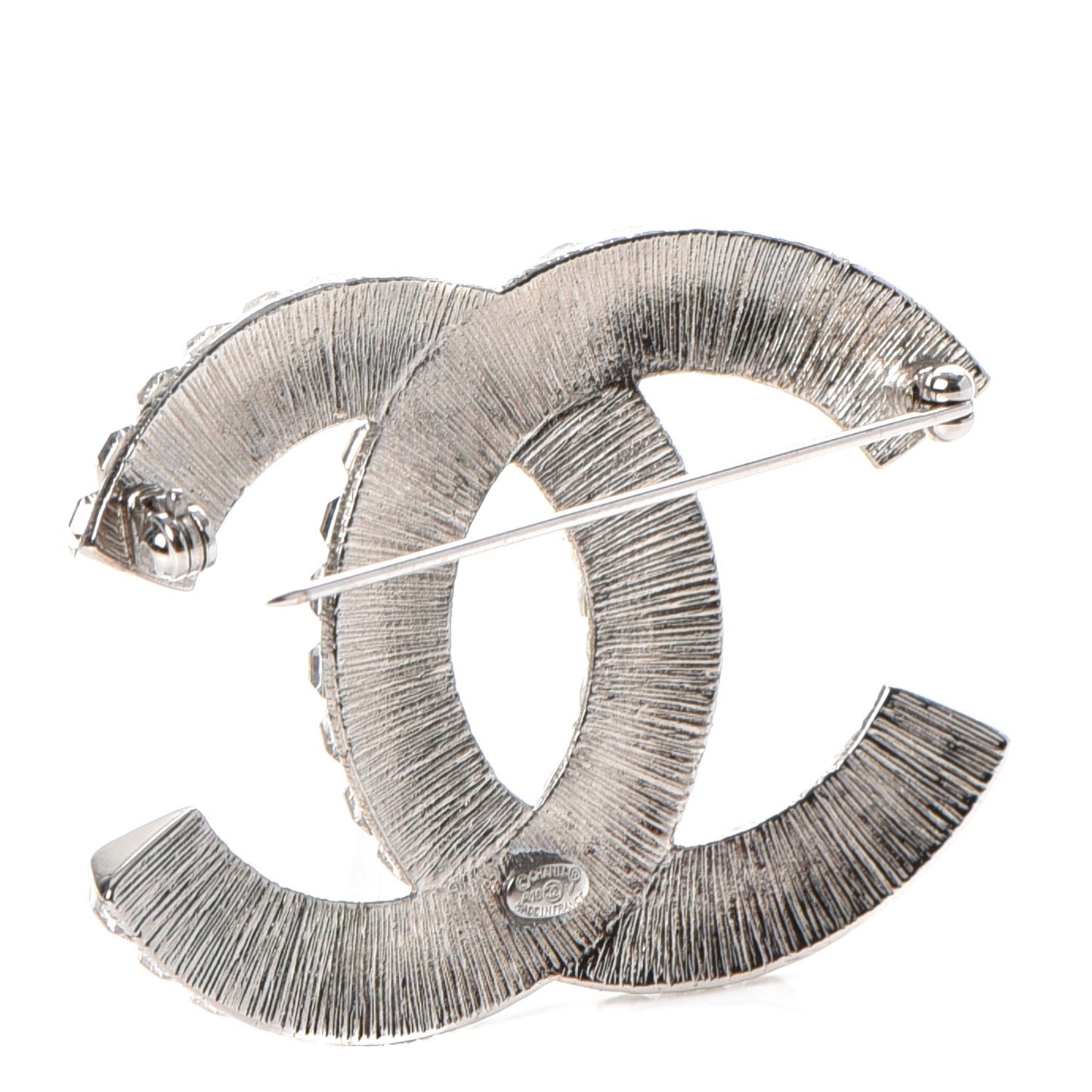Baguette Crystal CC Brooch Silver