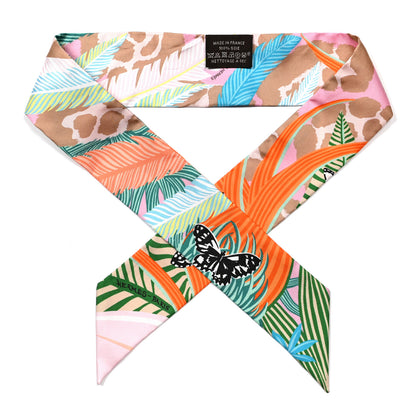 Hermes Silk Jaguar Quetzal Twilly Rose Beige Orange 1 of 4