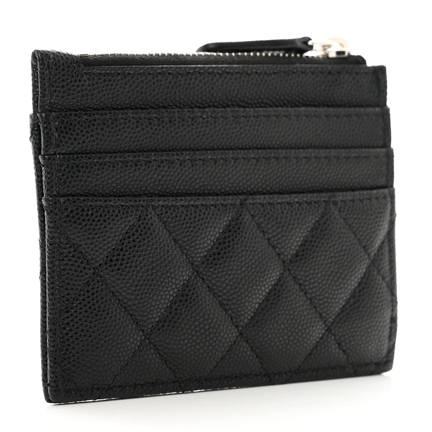 Caviar Quilted Chanel 19 Zip Card Holder Black