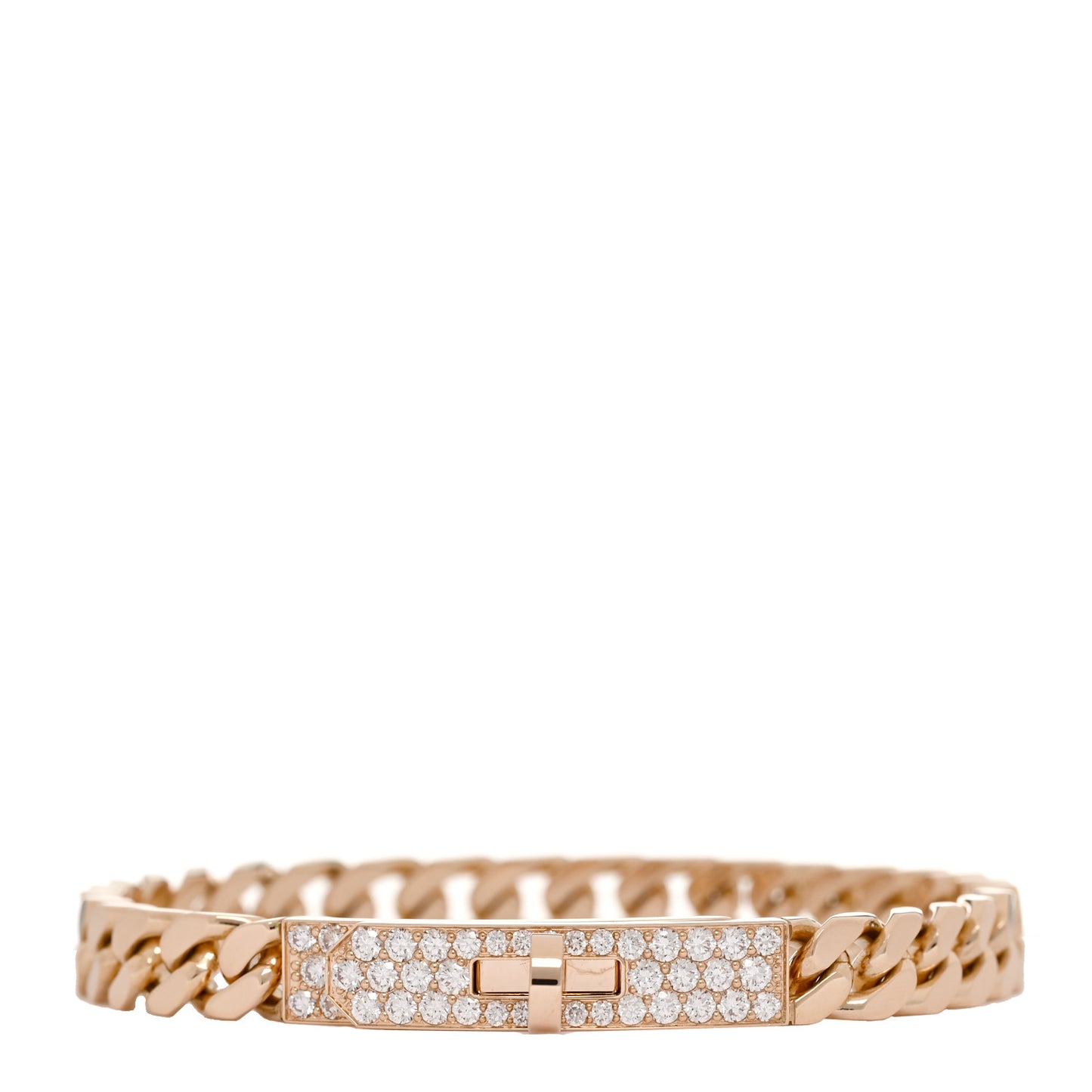 18K Rose Gold Diamond PM Kelly Gourmette Bracelet ST