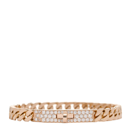 Hermes 18K Rose Gold Diamond PM Kelly Gourmette Bracelet ST 1 of 4