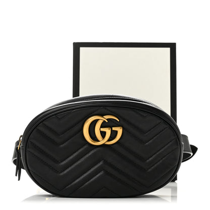 Gucci Calfskin Matelasse GG Marmont Belt Bag 85 34 Black 13 of 13