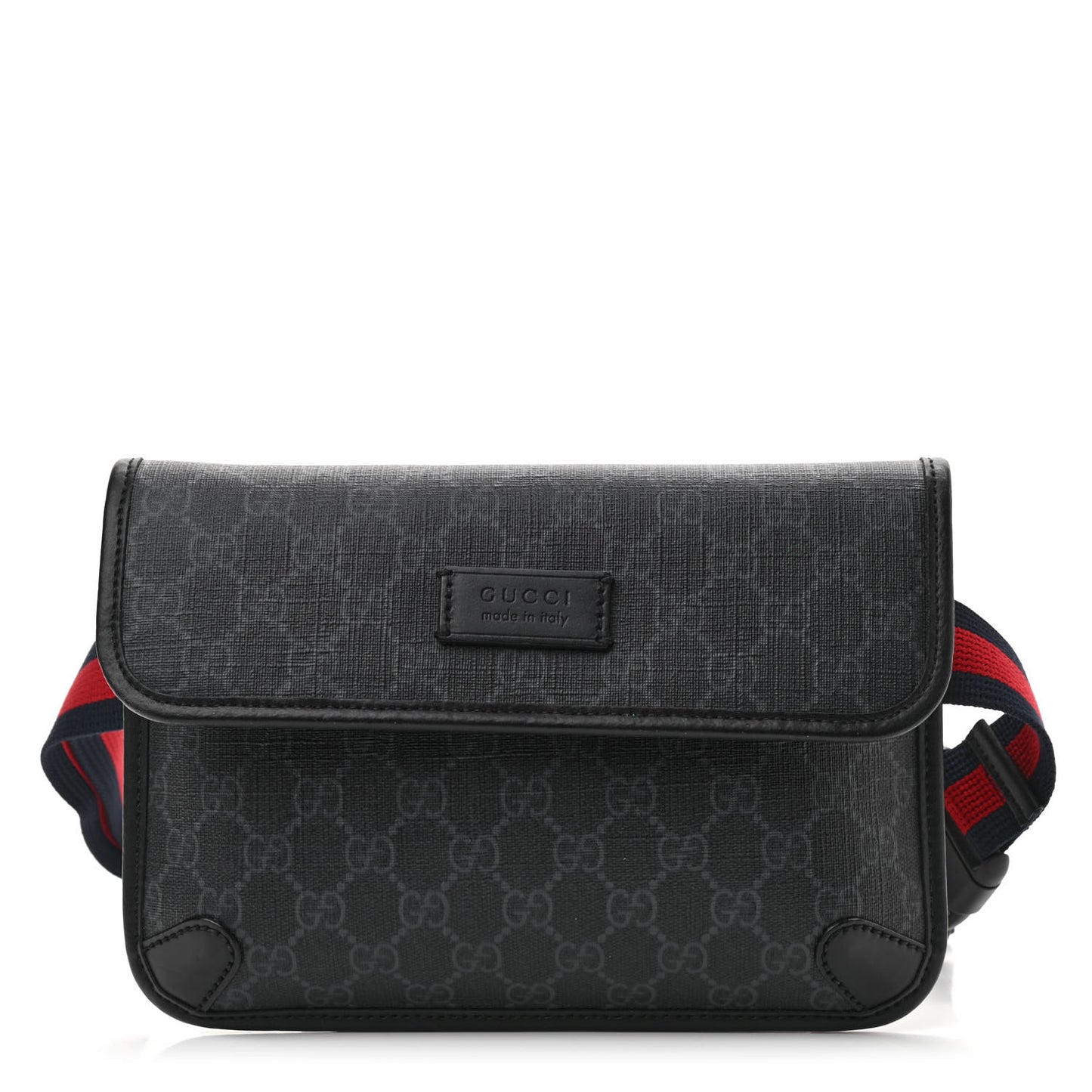 GG Supreme Monogram Web Slim Belt Bag Black Grey