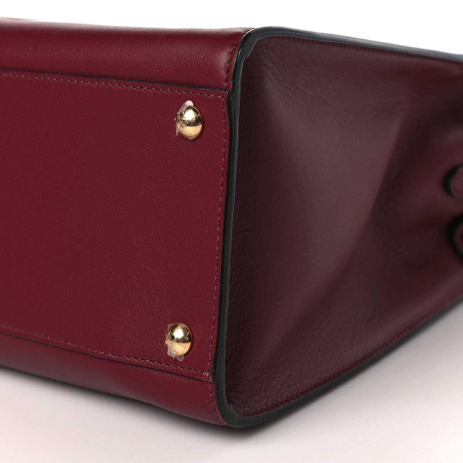 Fendi Vitello Seta Glazed Fabric FF 1974 Medium Peekaboo X-Lite Barolo Mogano Panna 8 of 8
