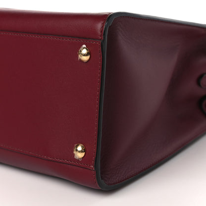 Fendi Vitello Seta Glazed Fabric FF 1974 Medium Peekaboo X-Lite Barolo Mogano Panna 8 of 8