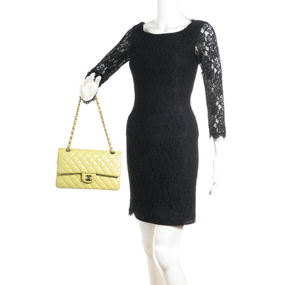 Chanel Lambskin Quilted Medium Double Flap Yellow 2 of 10